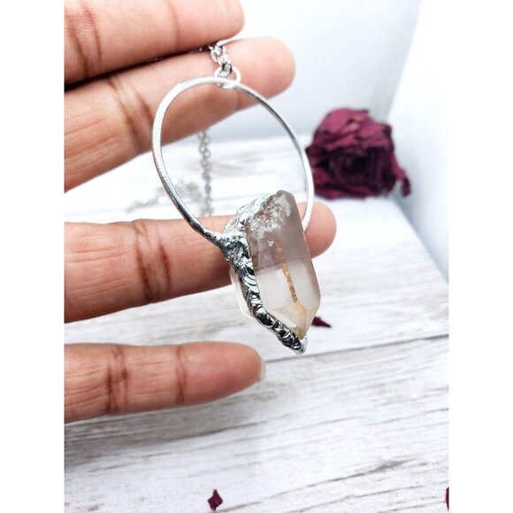 Quartz Statement Crystal Necklace Handmade Boho Jewelry - Picture 10 of 12